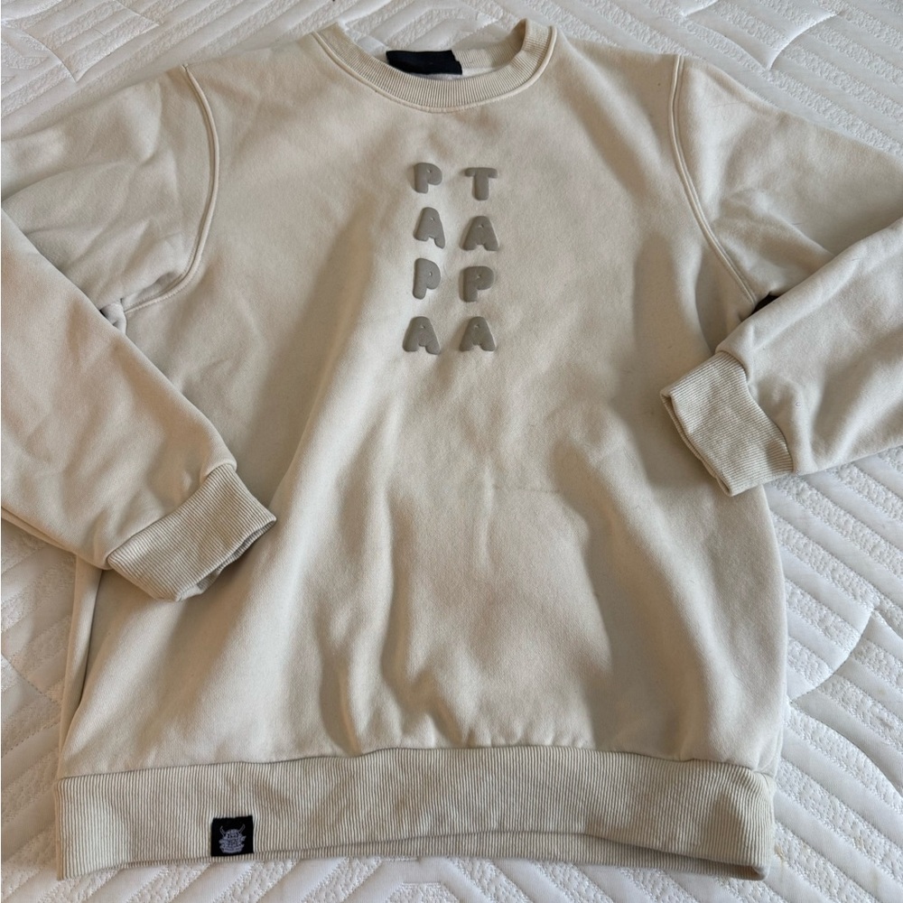 Beige Sweatshirt with Embroidered Design